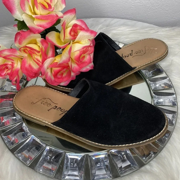 Free People Black Suede Flat Mules 38 - Picture 6 of 6
